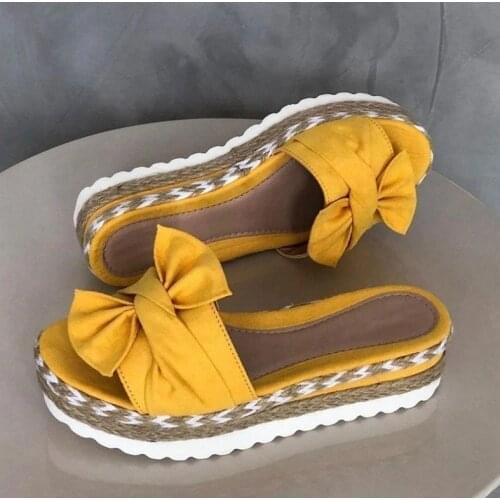 Women Slippers Platform Shoes Girl Bow 2021 Summer Casual Indoor Outdoor Flip-flops Beach Fashion Shoes Female Sandals