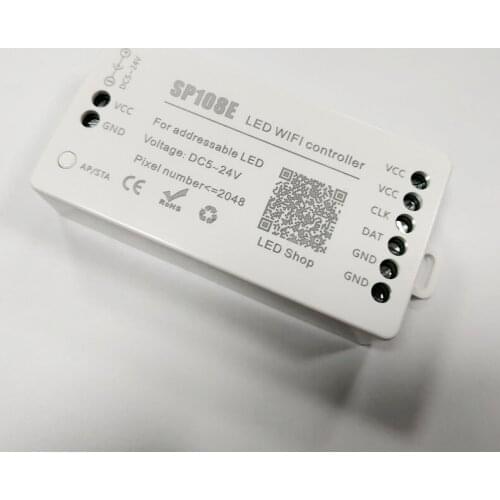 50pcs DC5V-24V SP108E LED Strip WiFi Controller Support WS2812B WS2813 SK9822 APA102 App Control Max 2048Pixels