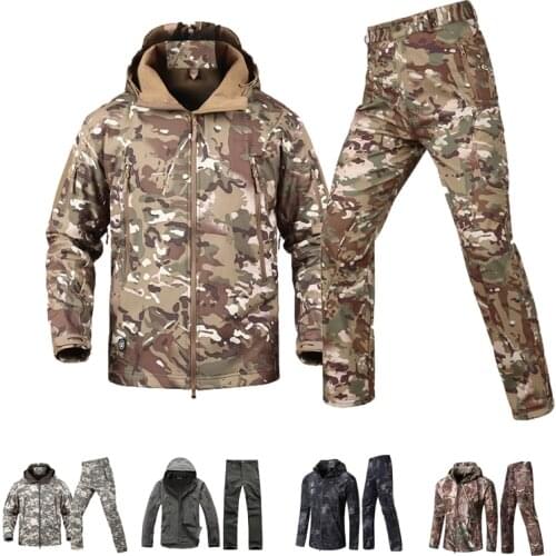 Outdoor Shark Skin Soft Shell Suits Military Kryptek Multicam Black Tactical Jacket Pants Set Coat Hunting Camouflage Clothing