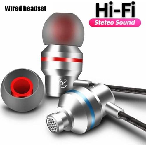 Universal 3.5mm Stereo Bass Headphone In-Ear Wired Earphones, Metal HIFI Earpiece with MIC for Huawei Xiaomi Samsung Phones