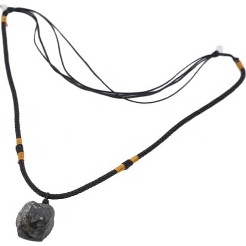 Vintage Adjustable Necklaces Black Natural Tourmaline Pendants Necklace Unique Irregular Charm Necklace Ladies Jewelry Gift