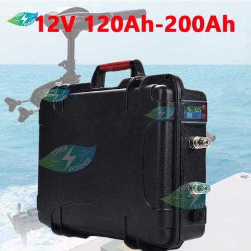 TP waterproof rechargeable 12V 120Ah 150Ah 200Ah Lithium ion battery for trolling motor boat propeller+10A Charger