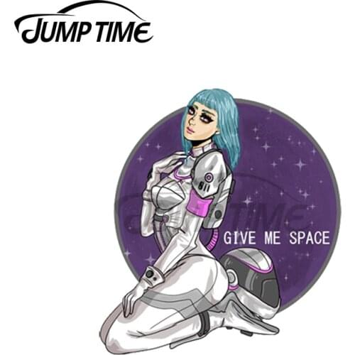 Jump Time 13 x 13cm For Give Me Space Pin up Girl Car Stickers JDM Vinyl Air Conditioner RV VAN Decal Car Accessories Graphics