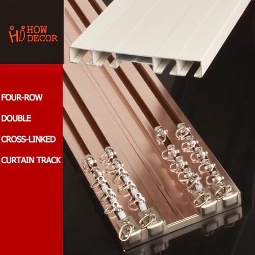 Rose Golden Thick Double Rails Design Straight Curtain Track Side Nano Silence Curtain Rod Accessories Ceiling Installation