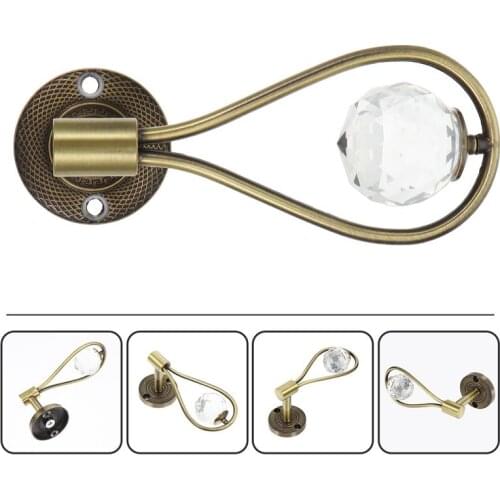 1 Pair Zinc Alloy Crystal Curtain Tieback Holder Wall Hanging Hook Window Strap Buckle Holder Home Decoration