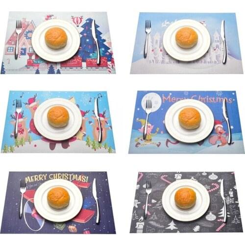 1PCS Christmas Table Mats Heatproof Cloth Christmas Kitchen Decoration Placemat Elk Tree Table Mat For Christmas Decoration