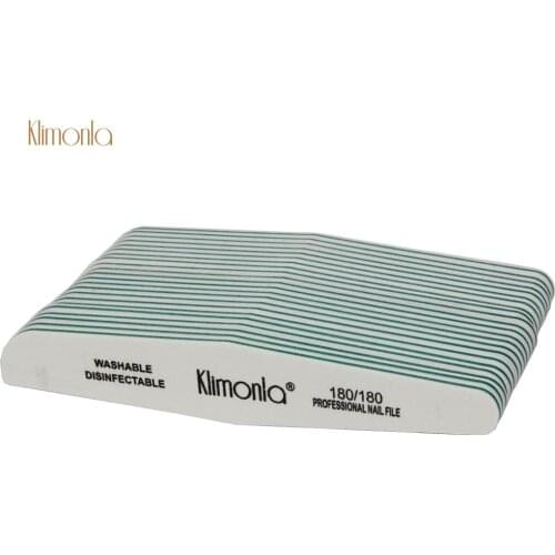 25Pcs/Lot Klimonla Zebra Curve Nail Files 180/180 Grit White UV Gel Pedicure Sanding Nail Art Salon Buffers Tools Accessories