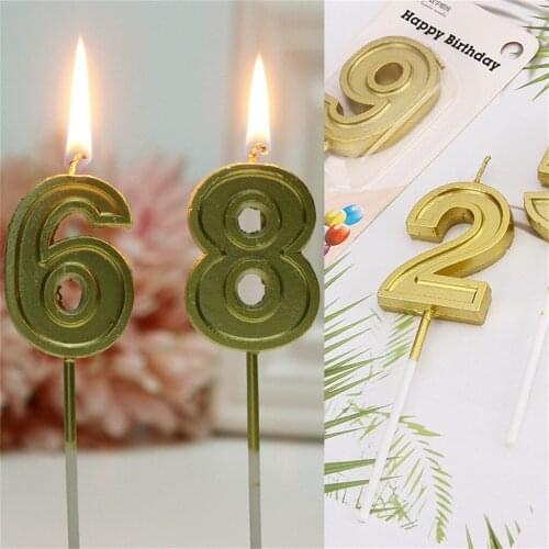 Glitter Talking Tables Number Candles Gold Number 0-9 Birthday Party Candle Cake 2021 Kids Gift