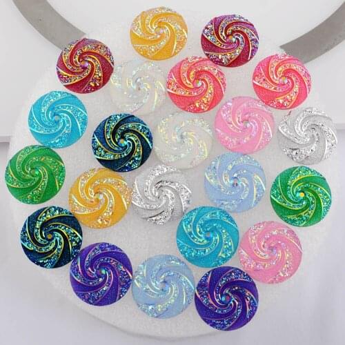 BOLIAO 20Pcs 25mm (0.98in) Round Whirlwind AB Color Rhinestones Flatback Resin For No Hole Glue Clothes Home Decor Crafts DIY