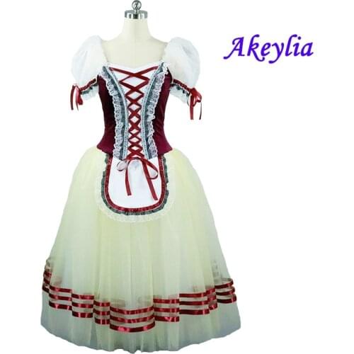 Burgundy professional classical ballet giselle tutu romantic tutu ballerina adult long tulle dress Nutcracker ballet costume8904