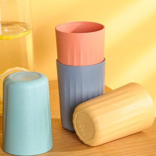 Nordic Style Wheat Cup Bathroom Plastic Mouthwash Cup Solid Color Toothbrush Cup Coffee Mug Portable Drinking Cup Eco-Friendly