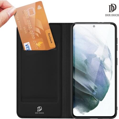 For Samsung Galaxy S21 FE Case DUX DUCIS Skin Pro Series Flip Cover Luxury Leather Wallet Case Full Good Protection Steady Stand