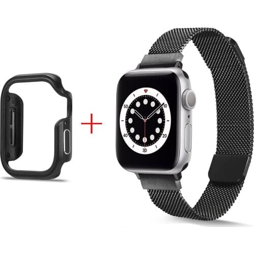 TPU+Aluminum Case For Apple Watch band 44mm 40mm iWatch band 42mm/38mm Stainless steel bracelet Apple watch series 5 4 3 SE 6