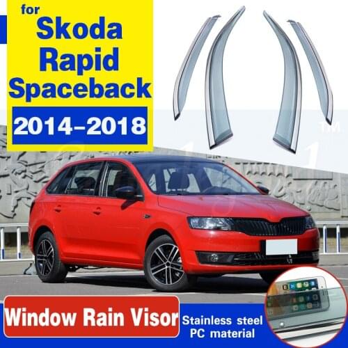 Smoke Car Wind Deflector For Skoda Rapid Spaceback 2014 2015 2016 2017 2018 Car Window Deflector Visor Vent Rain Guard