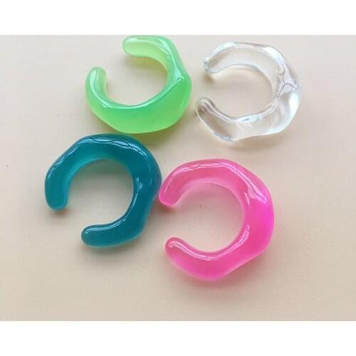 UJBOX Exclusive Acrylic Resin Ear Cuff for Women Green Blue Clear Stackable Clip on Earrings Wholesale Bulk Jewelry Gifts