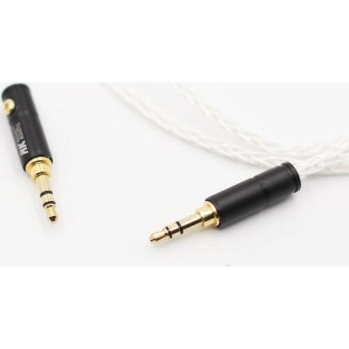 Hifi Audio 8 Cores Silver Plated 3.5mm to 3.5mm Stereo Male Cable HIFI audio aux cable