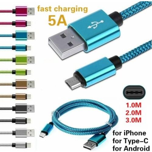 Fast Charging Cable USB Charger Cable for IPhone/Android/Type-C Micro USB Charging Cable for Samsung Huawei Android Smart Phones