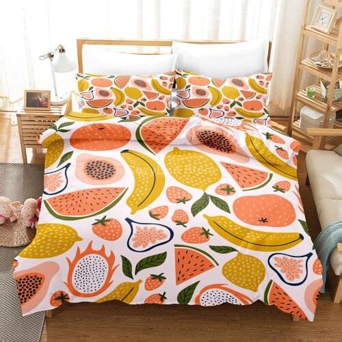 Cartoon Fruit Bedding Set Cute 3d Duvet Cover Sets Comforter Bed Linen Full Twin Queen King Single Size Fashion Luxury Gift