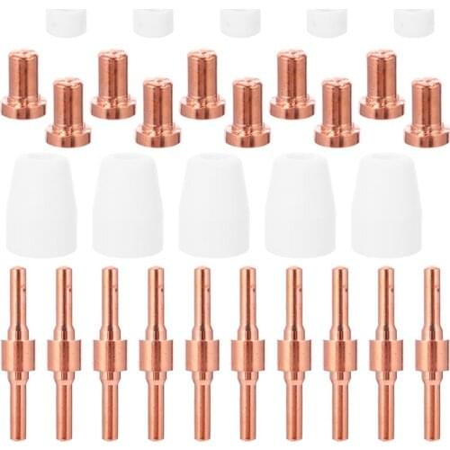 30pcs Plasma Cutter Tip Electrodes Nozzles Kit Consumable Accessories For PT31 CUT 40 Plasma Cutter Welding Tools