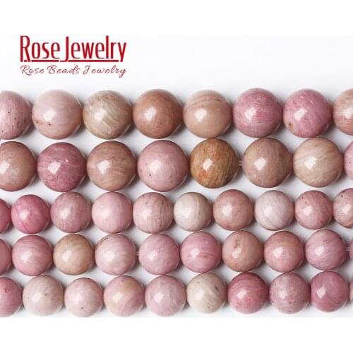 AAAA Quality Natural Stone Rhodonite Round Loose Beads 15" Strand 4 6 8 10 12 MM Pick Size for Jewelry Making Diy