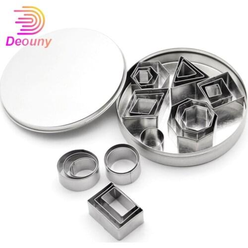 DEOUNY 24 Pcs Stainless Steel Cookie Cutter Mold Set Geometric Shape Cut Biscuit Vegetable Cooking Baking Tool Kitchen Accessory