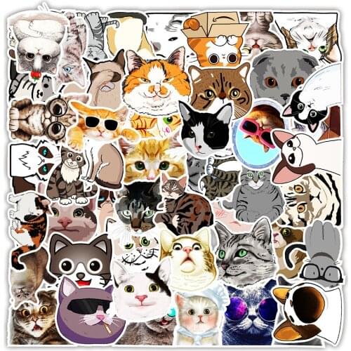 10/50PCS Kawaii Cat Cartoon Stickers Graffiti Decals Waterproof Motorcycle Luggage Guitar Skateboard Kid Gift Sticker