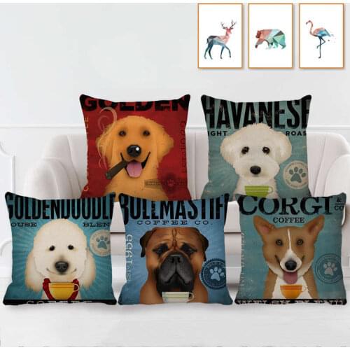 New Fancy Cute Pet Series Cushion Cover Daily Creative Linen Hugging Pillow Cover Car Office Sofa Cushion Cover Decor Home
