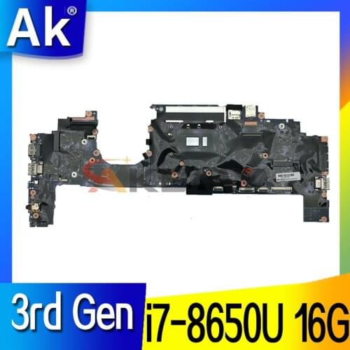 Original laptop Lenovo ThinkPad X1 Yoga 3rd Gen motherboard i7-8650U 16G 01YN209