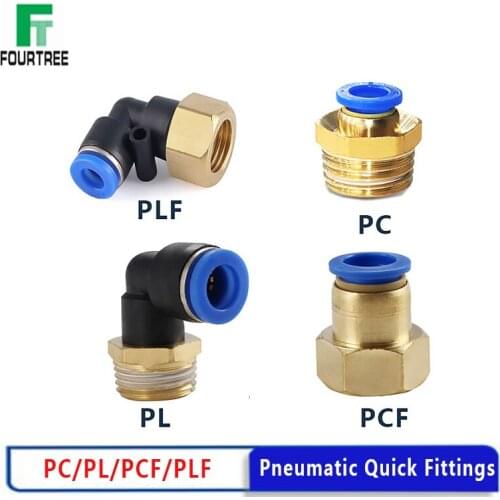 1PCS Pneumatic Connector PC/PCF/PL/PLF 4/6/8/10/12mm Fittings Thread 1/8" 1/4" 3/8" 1/2" Air Tube Female Straight Hose