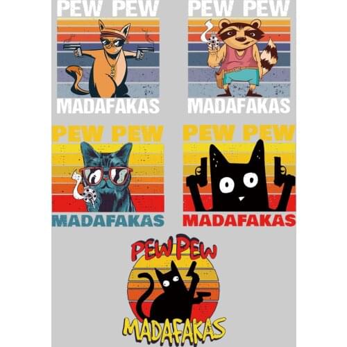 Popular PEW PEW CAT Patch for clothes thermo-stickers for children stripes on clothes heat transfer vinyl