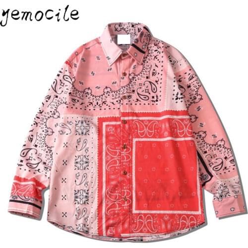 Ethnic Style Printed Men and Women Couple Wear Shirts Loose Long- Sleeve Shirt 2020 New Harajuku Oversized Blouses