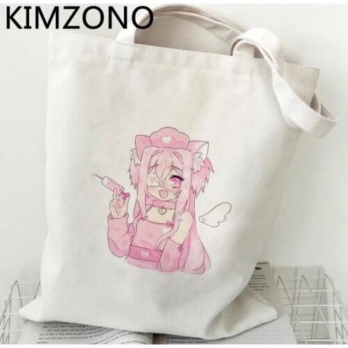 Harajuku Anime shopping bag shopper cotton bolsa handbag grocery recycle bag bag foldable net shoping jute cabas