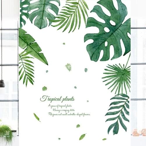 Tropical Monstera Leaf Self Adhesive Wall Sticker Living Room Background Decal