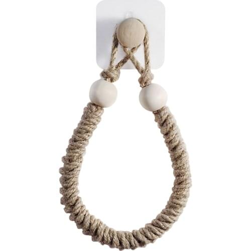 Toilet Paper Holder Hand Woven Hemp Rope Bathroom Roll Paper Holder Unique Towel Bar Rack