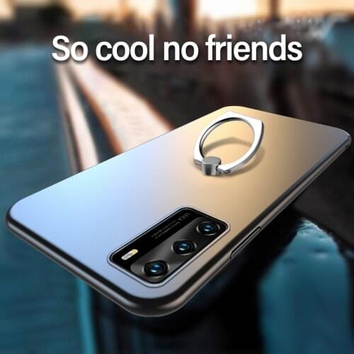 Ultra-thin Metal Ring Bracket Matte PC Phone Case For Huawei P40 P30 P20 Lite Mate 30 20 Honor 10 9 Pro Protection Cover Coque