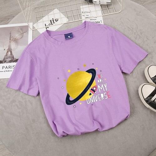 Women Harajuku Kawaii T Shirt Ullzang Cute Planet Print T-shirt Anime Funny Graphic Drawing Tshirt Fashion Top Female Tees