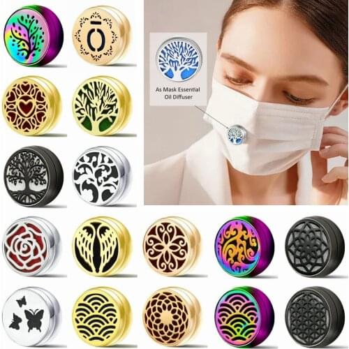1pc Rose Gold color 12mm Face Aromatherapy Clip Diffuser Essential Oil Locket Stainless Steel Buckle Fit Brooch Cufflink