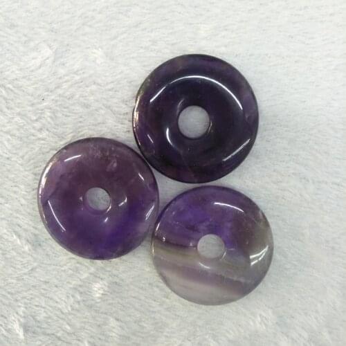 30mm 40mm Natural Donut Shape Amethysts Beads Round Gem Stone Beads Spacer Pendants For DIY Necklace Bracelet Jewelry Making