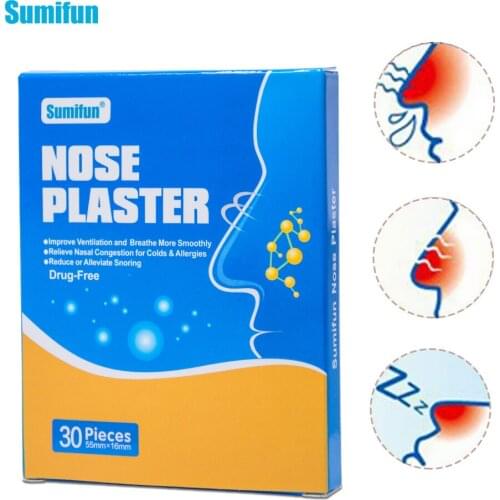 30pcs/box Sumifun Anti Snore Treat Nasal Congestion Patch Better Breath Nasal Refreshing Strips For Stop Snoring Medical Plaster