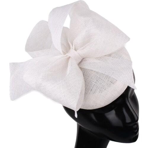 4 Layer Sinamay Millinery High Quality Women Fascinator Hat Headband Bow Wedding Headpiece With Hair Clip Bridal Party Headpiece