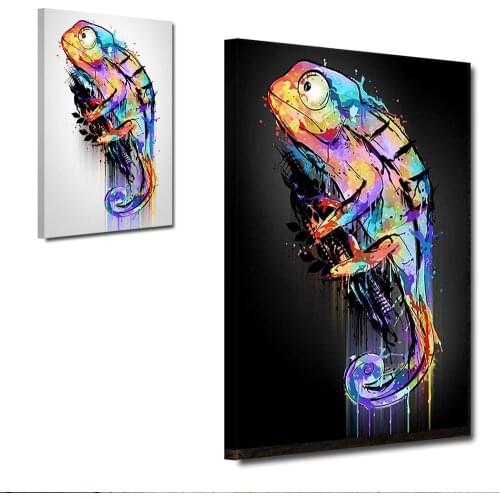 Abstract Animal Canvas Painting Chameleon Wall Art Home Decor Posters and Prints Modern Living room Artwork Picture Frame