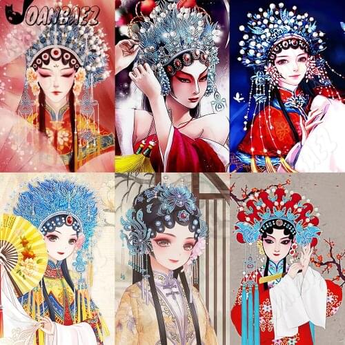 Beijing Opera Diamond Painting 5D Diy Abstract Character Mosaic Picture Chinese Style Cross Stitch Applique Diamond Embroidery