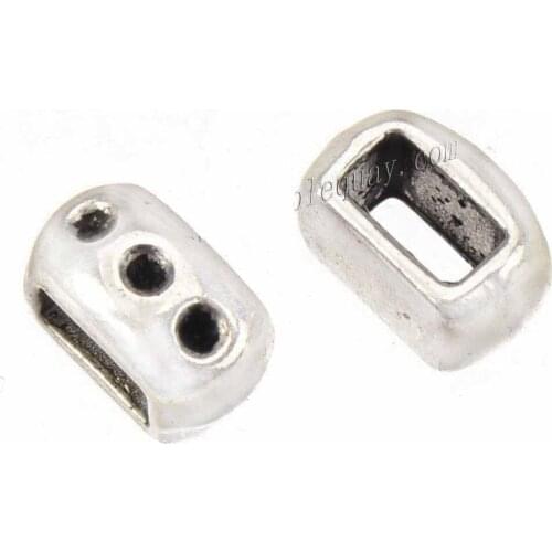 Spacer Beads For Flat Leather Bangles Bracelets Handmade Antique Silver Metal Slider Crafts Jewelry Components 10*5mm 2021 60pcs