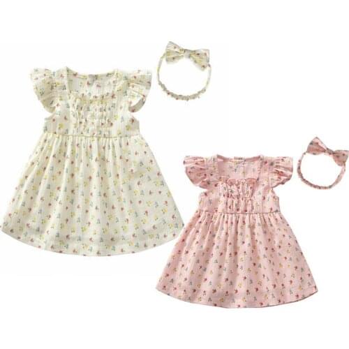 New Summer Pure Cotton Floral Infant Sweet Princess Dress Korean-style Baby Cute girls dresses
