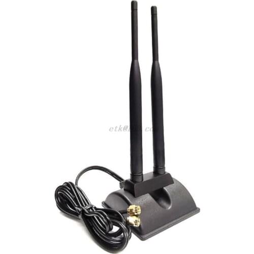 5G Dual Band WiFi Antenna High Gain 6DBi Omni Directional RP-SMA Plug Connector with Magnetic Base for Wireless Router