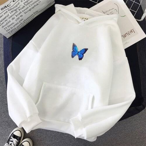 Aesthetic Hoodie Butterfly Print Hoodies Crewneck Tops Fall Women Clothing Top Oversized Hoodies Sweatshirt Women Sweatshirt