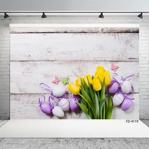 Flower Wood Board Floor Easter Egg Children Photography Backgrounds Baby Shower Portrait Backdrop Photocall Photo Studio Props