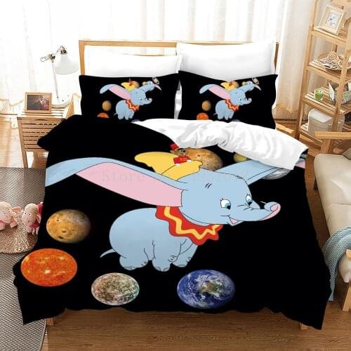 Disney Christmas Lovely Soft Adult/kids Dumbo Bedding Set Girls Duvet Cover Cartoon Pattern Full Queen Twin Bed Linen PillowCase