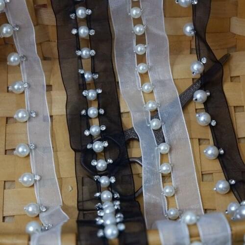 Ribbon pearl rhinestones hand-stitched clothing accessories clothes skirt decorative collar stitching home curtain accessories