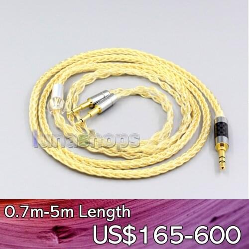 LN006486 8 Cores 99.99% Pure Silver + Gold Plated Earphone Cable For Hifiman HE560 HE-350 HE1000 V2 Headphone